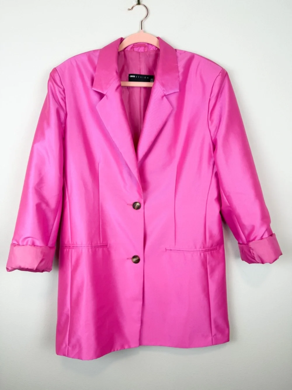 ASOS Design Ultimate Oversized Grandad Blazer in Hot Pink‎ Size 2